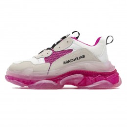 کتانی رانینگ زنانه بالنسیاگا طرح اصلی سفید صورتی Balenciaga Triple S White Pink