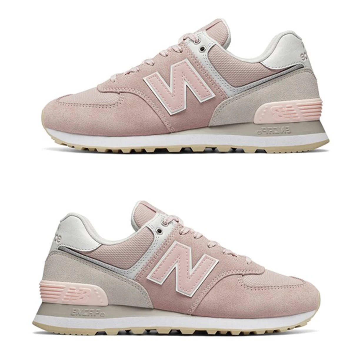 کتانی رانینگ زنانه نیوبالانس طرح اصلی صورتی طوسی New Balance 574 Sneakers Pink Grey