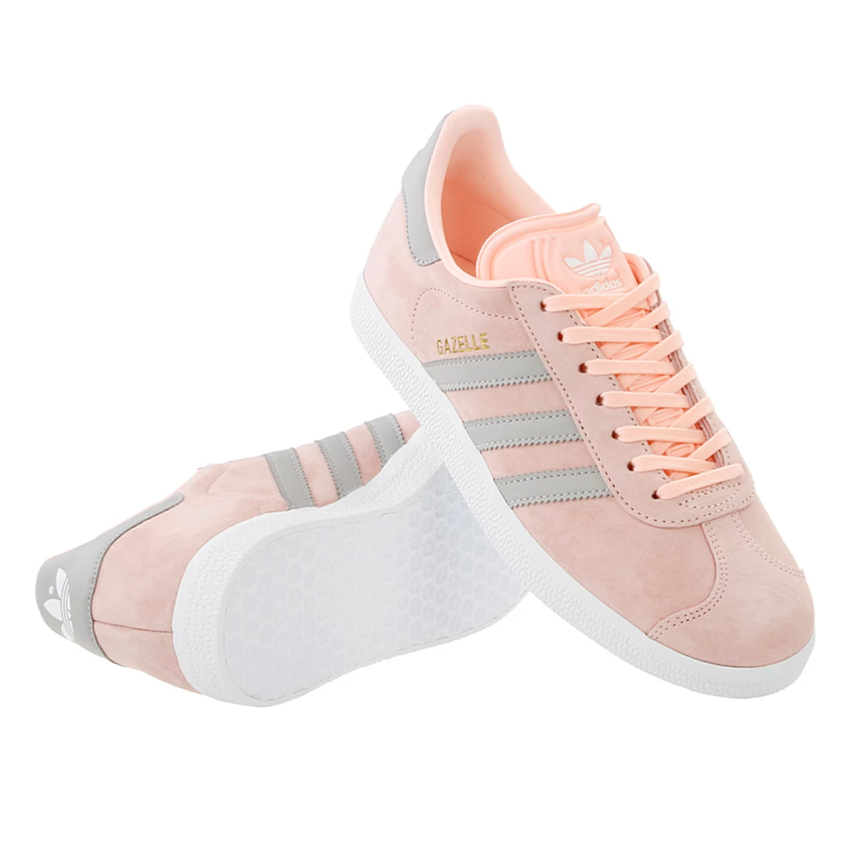 کتانی رانینگ زنانه آدیداس طرح اصلی صورتی طوسی Adidas Gazelle Pink Grey