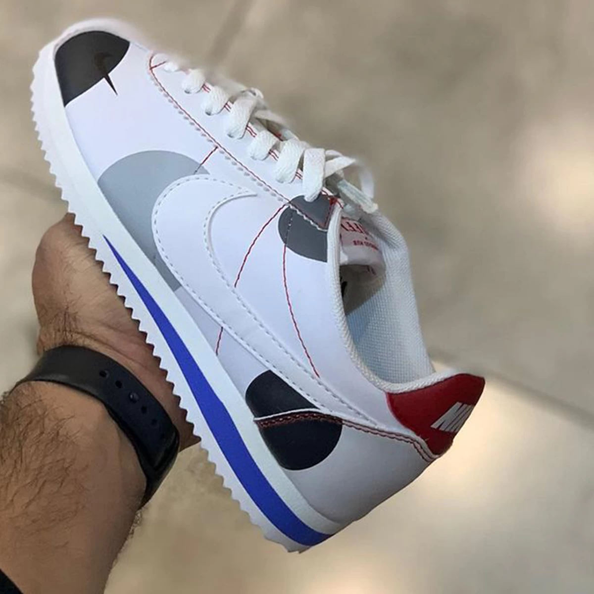 کتانی رانینگ زنانه نایک طرح اصلی Nike Cortez X Biffi Boutiques White Blue Red Grey