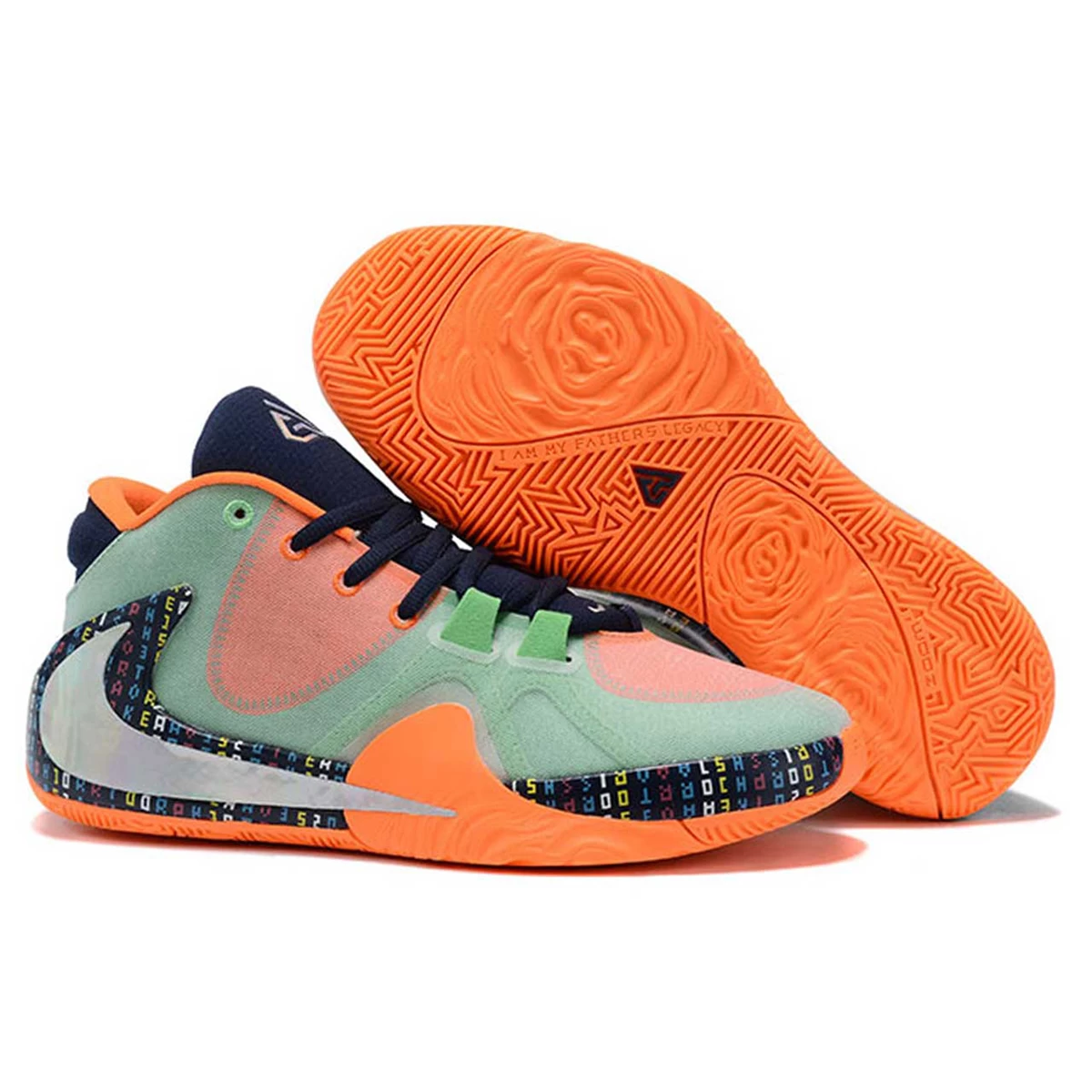 کفش بسکتبال نایک طرح اصلی Nike Zoom Freak 1 Green Orenge