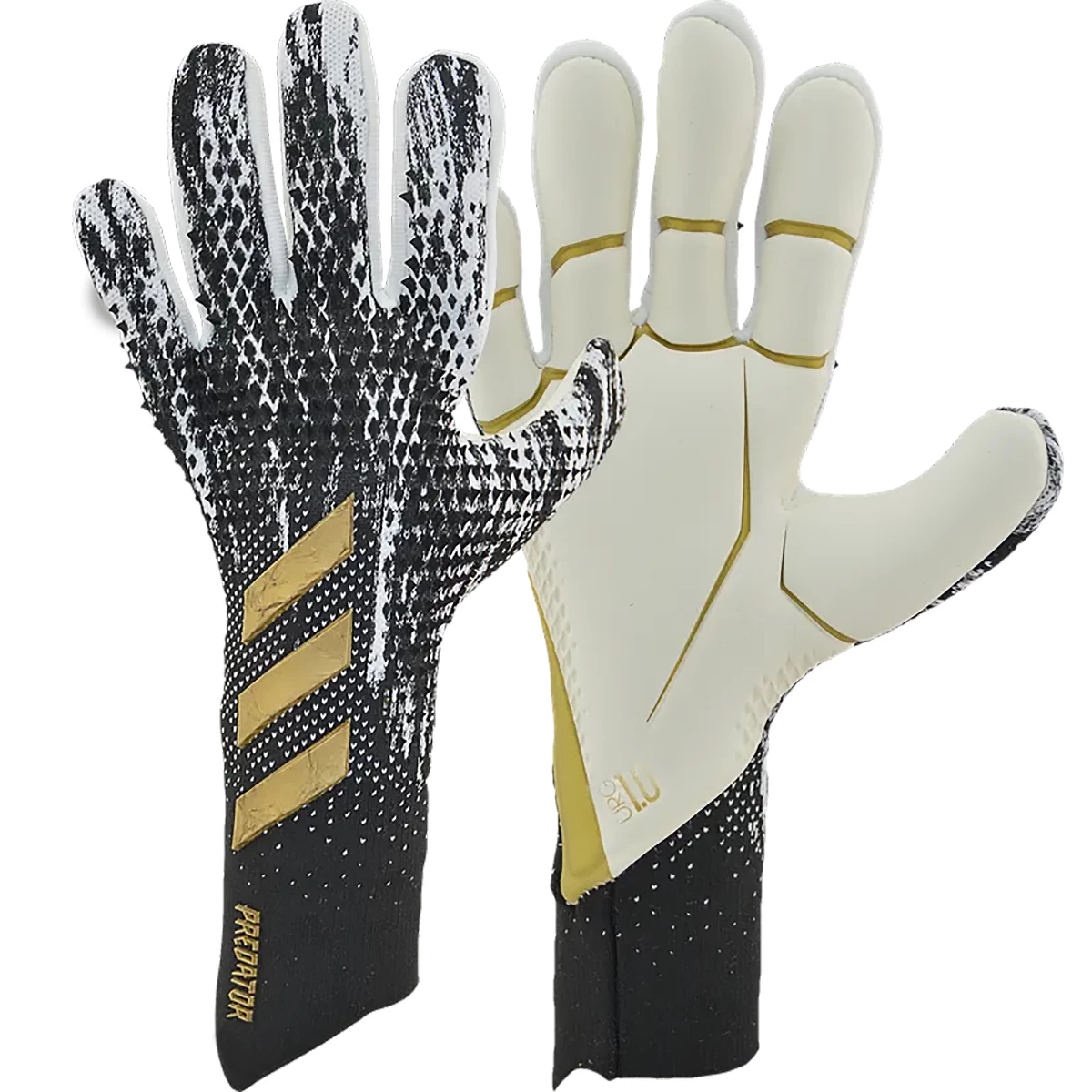 دستکش دروازه بانی آدیداس پردیتور طرح اصلی Adidas Goalkeeper Gloves Predator Pro Black White Gold Metallic
