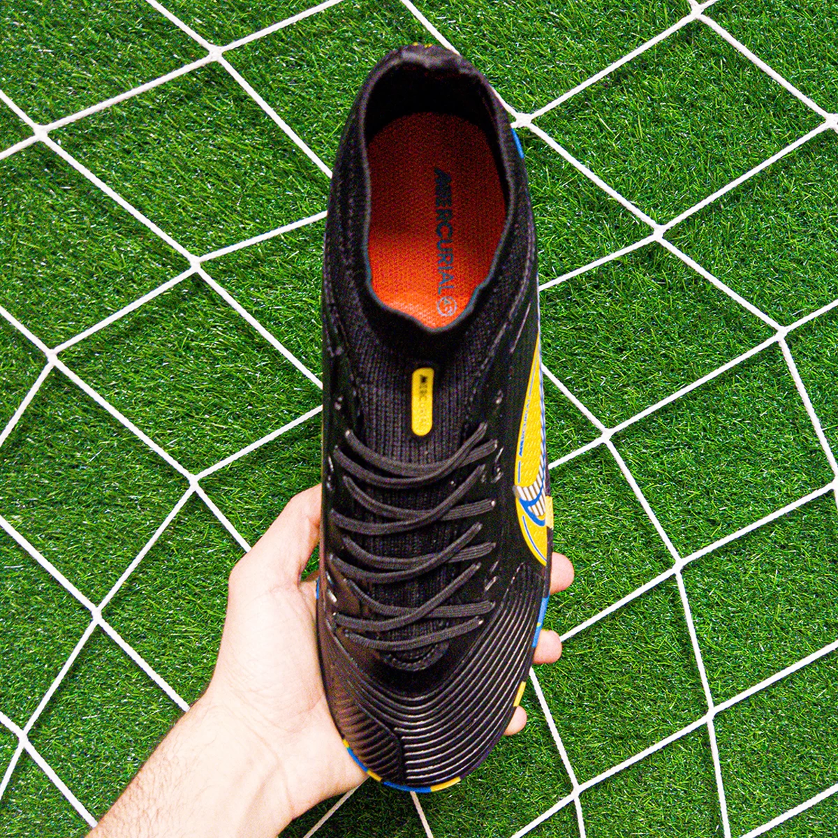 کفش فوتسال نایک مرکوریال ساق دار طرح اصلی Nike Mercuria lSuoerfly  Black Yellow