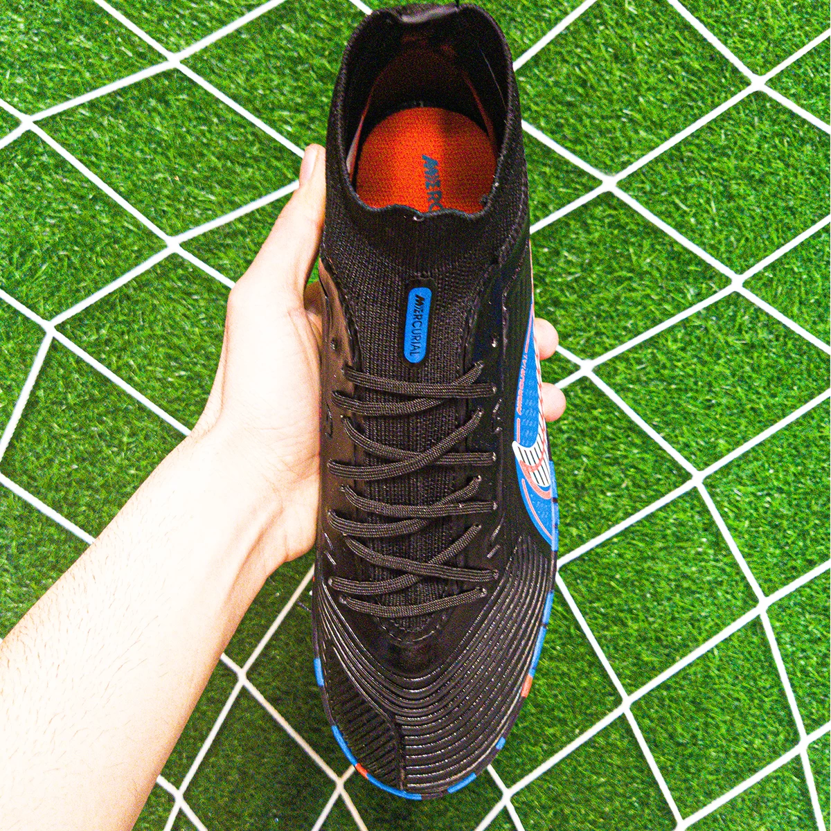 کفش فوتسال نایک مرکوریال ساق دار طرح اصلی Nike Mercurial Superfly  IC Blue