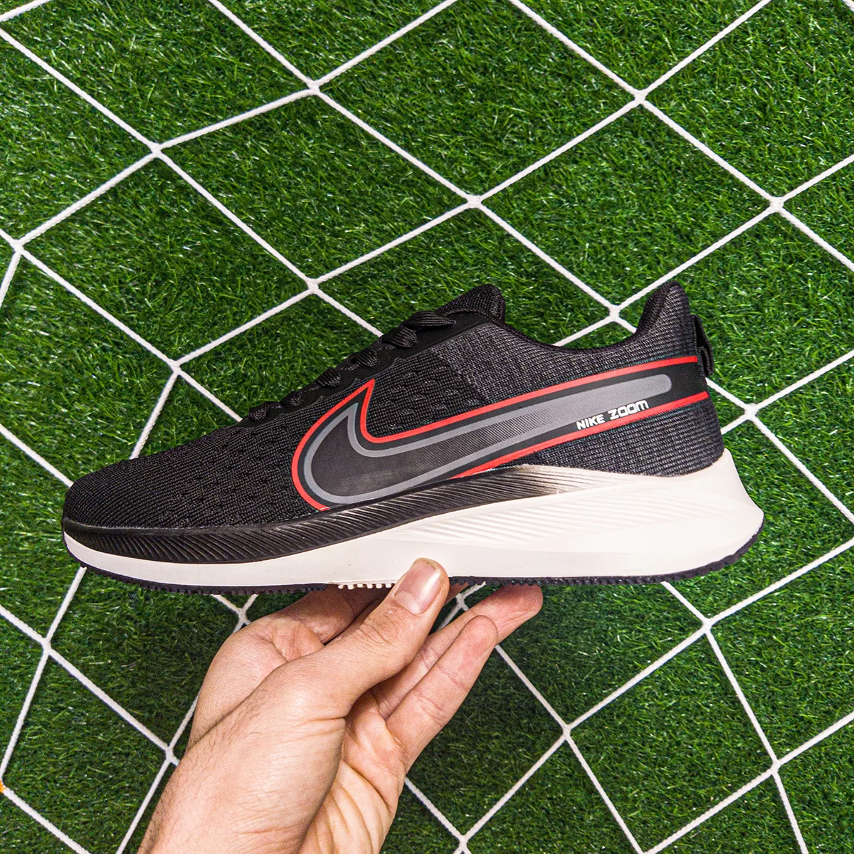 کتانی رانینگ مردانه نایک طرح اصلی Nikr Zoom Black Red