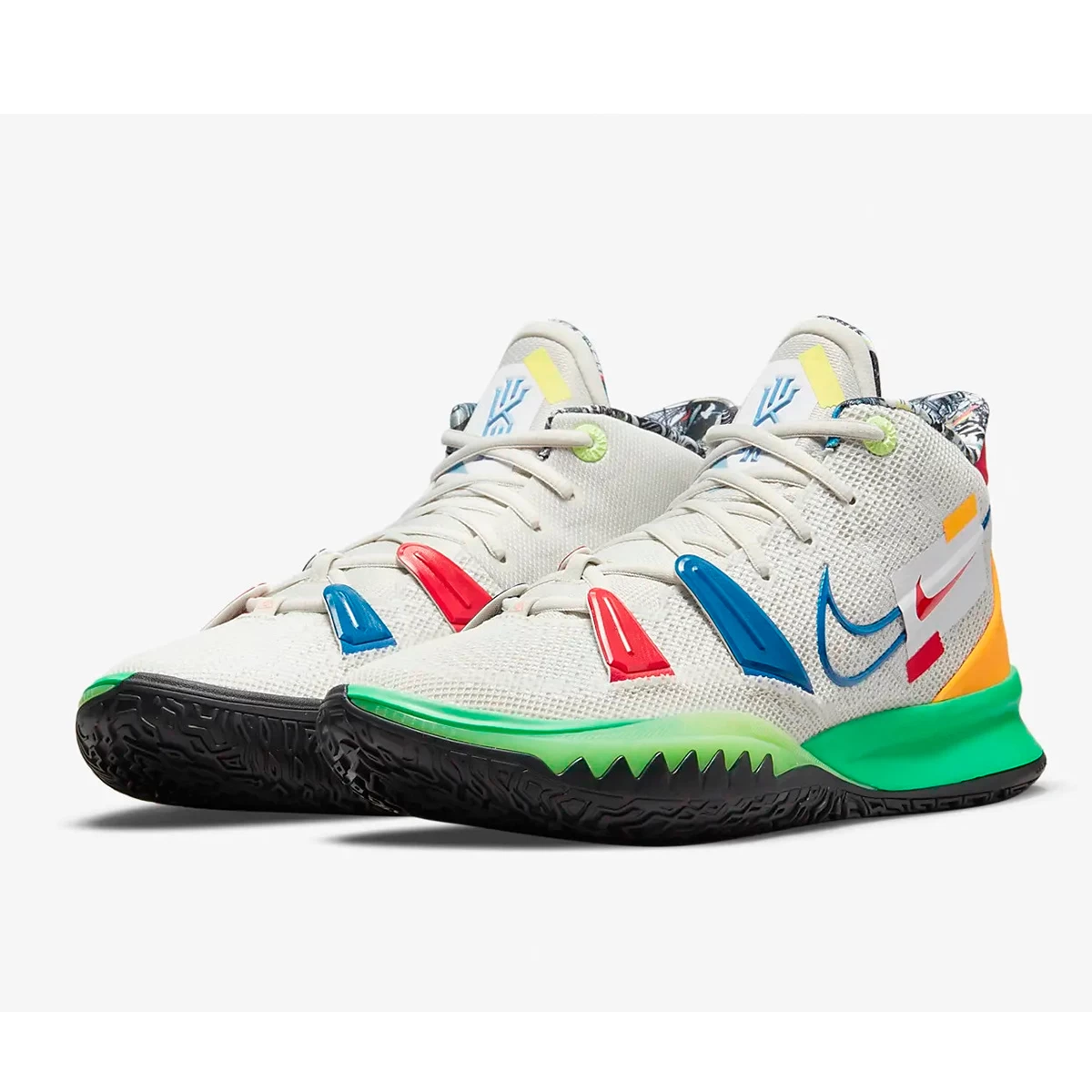 کفش بسکتبال نایک طرح اصلی Nike Zoom Kyrie 7 White Green Yellow Blue Red
