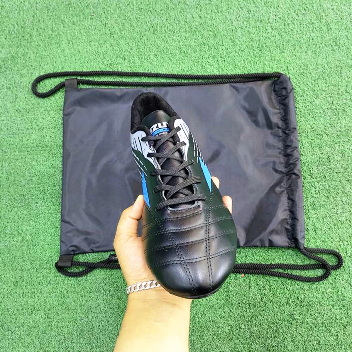 کفش فوتبال میزانو طرح اصلی Mizuno Morelia FG MG Black Blue