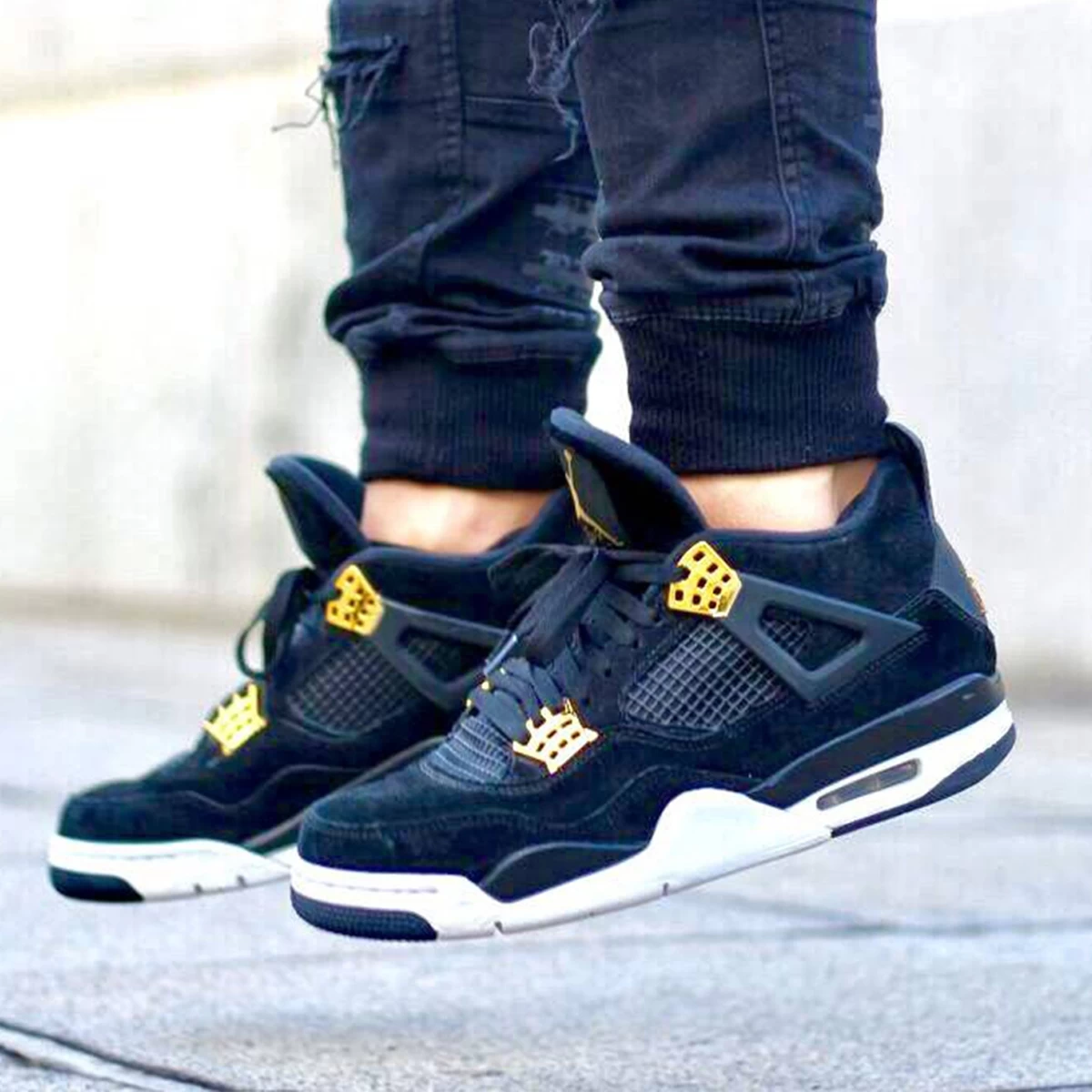 کفش بسکتبال مردانه نایک طرح اصلی Nike Air Jordan 4 Black Gold