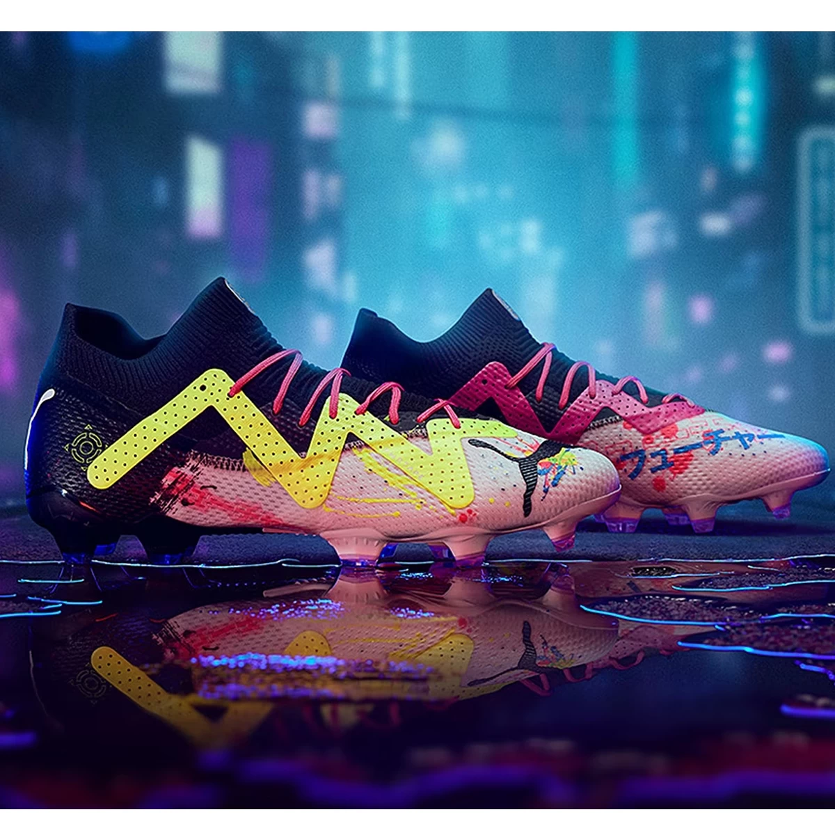 کفش فوتبال پوما فیوچر طرح اصلی Puma Future Ultimate Low FG Black White Yellow
