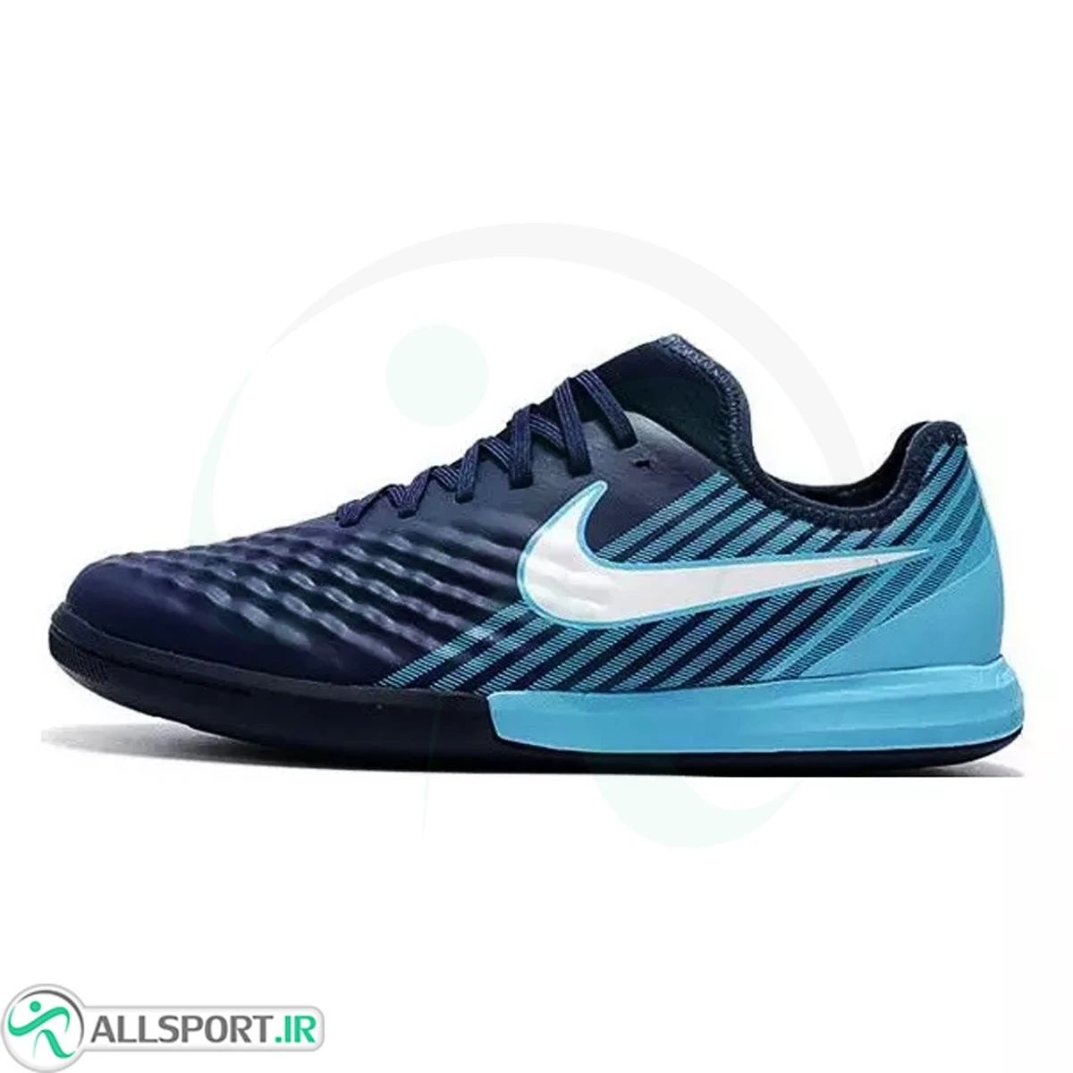 کفش فوتسال نایک مجیستا ایکس فاینال طرح اصلی آبی سفید Nike MagistaX Finale II IC Blue White