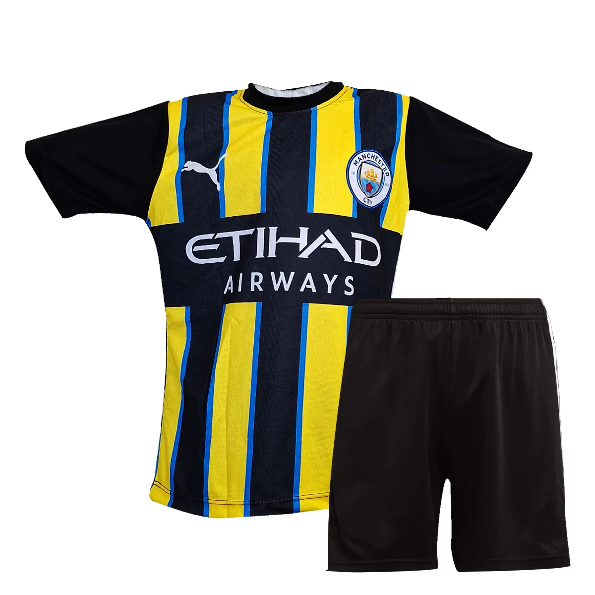 پیراهن و شورت بچگانه دوم منچسترسیتی با نام هالند Manchester City Away 2024-25 Kit