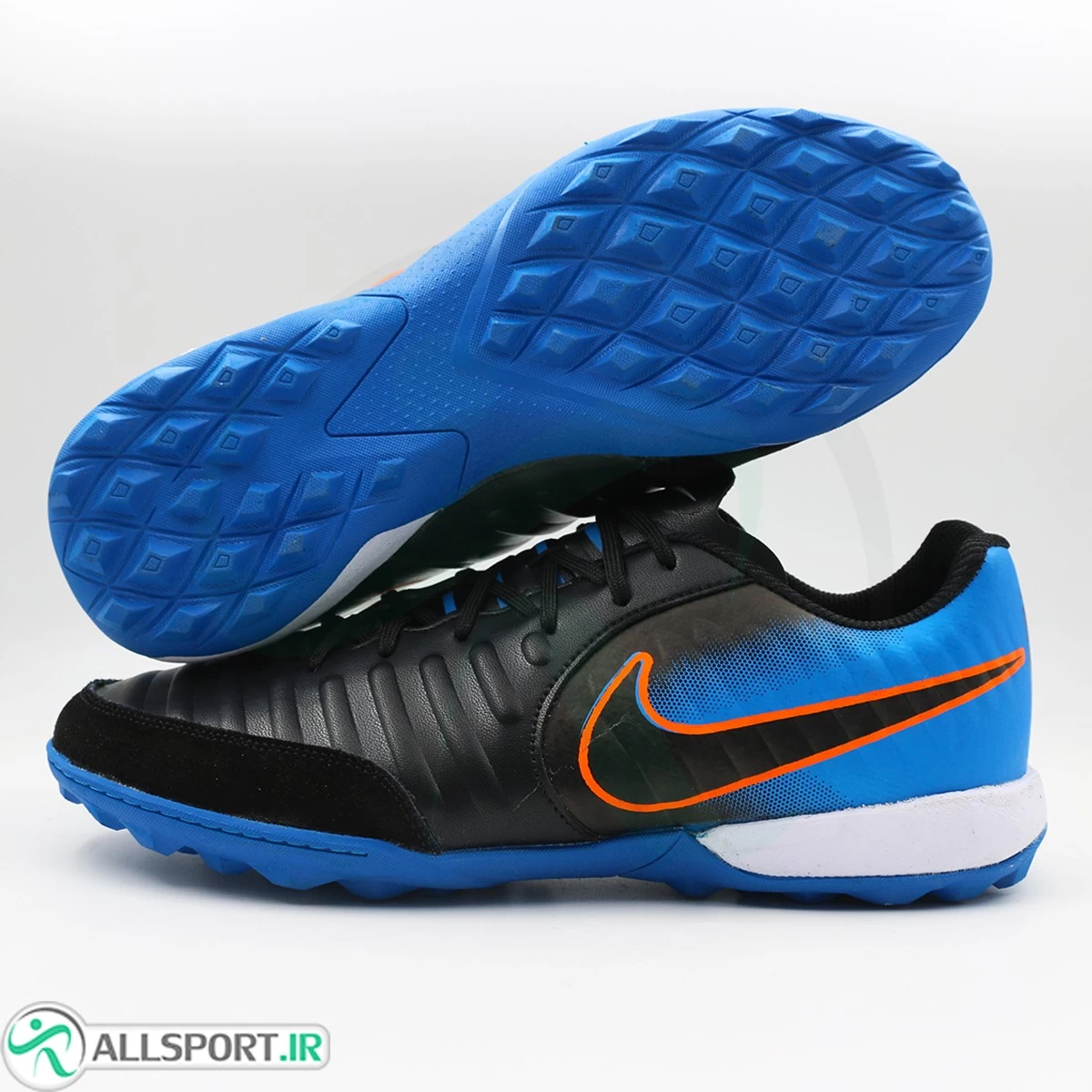 کفش چمن مصنوعی نایک تمپو ایکس مشکی آبی Nike Tiempo Black & Blue